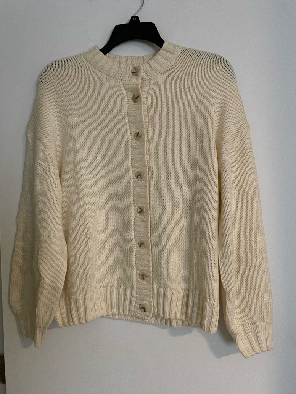 PrettyGarden Classic Cream Knit Button-Front Cardigan M